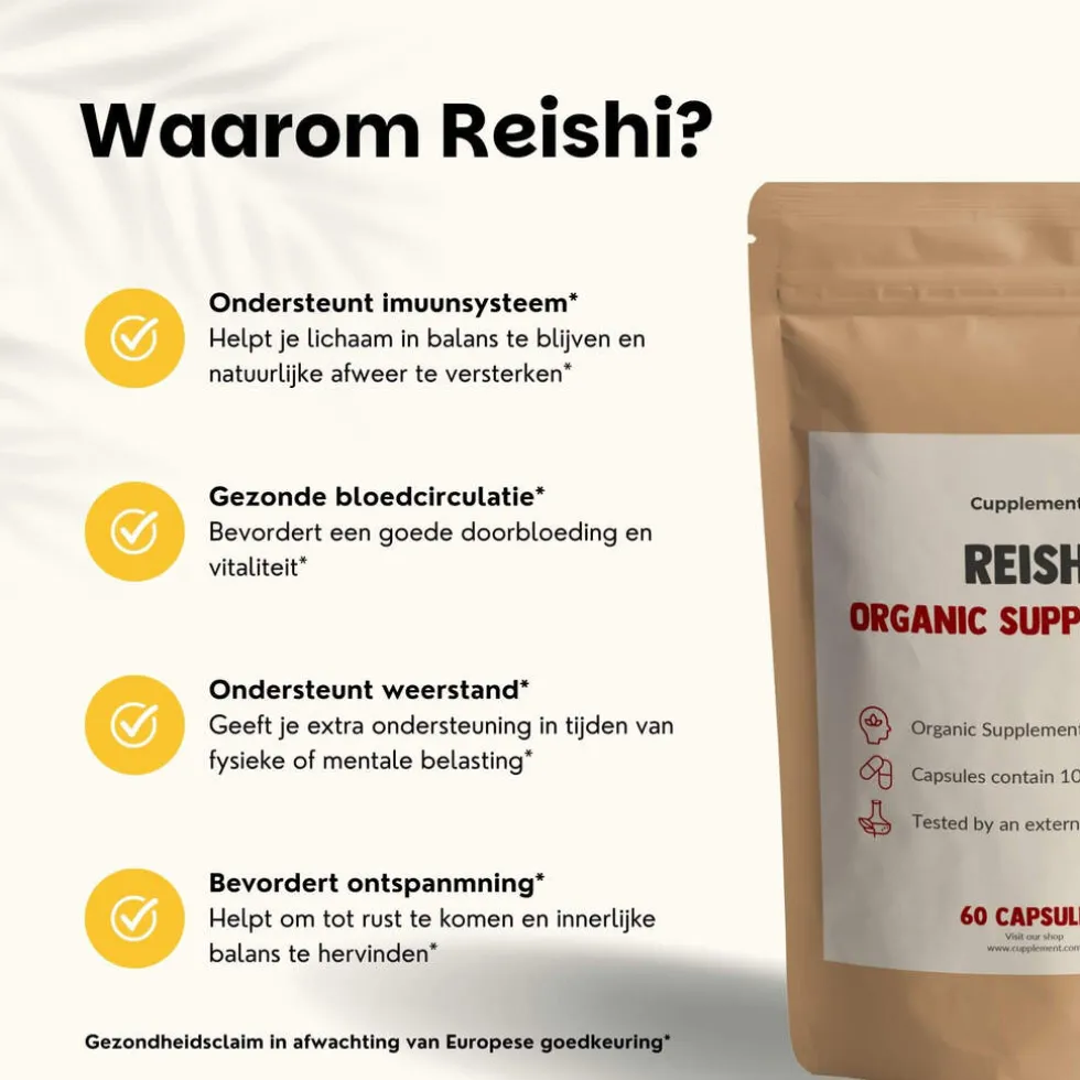 20% korting | Cupplement Reishi Capsules 500 mg Biologisch