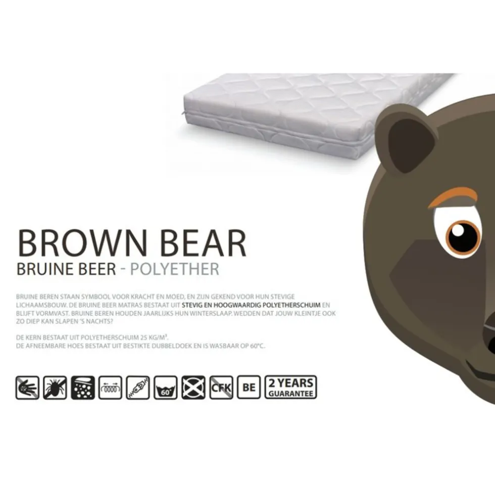 ABZ Peutermatras Bruine Beer Polyether Stevig En Vormvast