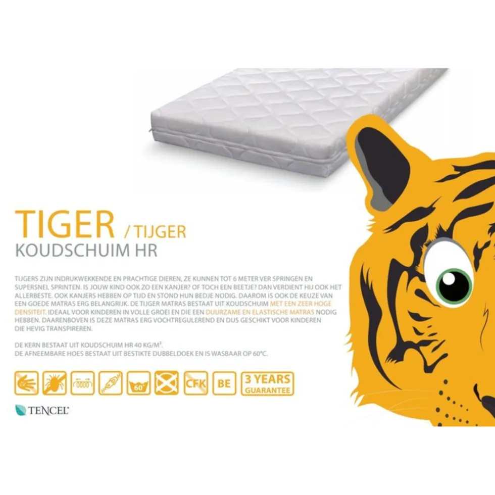 ABZ Tijger Koudschuim Stevig En Vochtregulerend Kindermatras