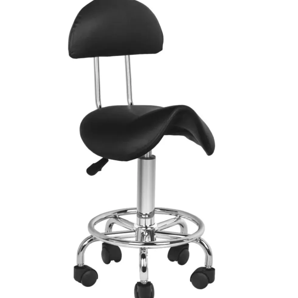 Activeshop ergonomische cosmetische kapperskruk zadelkruk met rugleuning en in hoogte verstelbaar