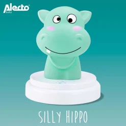 Alecto SILLY HIPPO - LED nachtlampje, nijlpaard, blauw