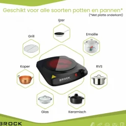 Brock Electronics compacte 1 pits elektrische infrarood kookplaat