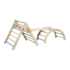 Buxibo Driehoek Plus Klimboog Montessori Houten Speelgym Glijbaan