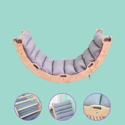 Buxibo Houten Klimbrug/Klimboog XXL Montessori Klimrek Inclusief Kussen