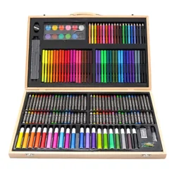 Buxibo Luxe 180 Delige Tekenset Tekendoos met Kleurpotloden Waskrijt Acrylverf