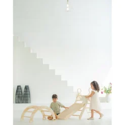 Buxibo Mini Houten Klimrek met Klimboog & Klimhelling met Glijbaan Montessori Speelgym