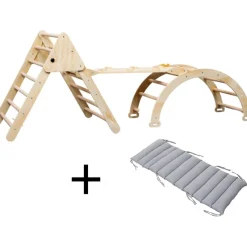 Buxibo XXL Klimrek Opvouwbare Driehoek + Klimboog met Kussen + Helling met Glijbaan