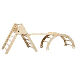 Buxibo XXL Klimrek Opvouwbare Driehoek + Klimboog met Kussen + Helling met Glijbaan