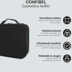 Confibel Cosmetica Koffer Make-up Koffer met verstelbare vakken