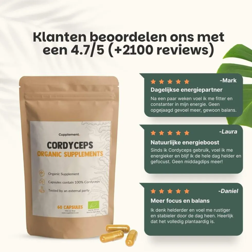 Cupplement Cordyceps Capsules 500 mg Biologisch