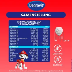 Dagravit Kids-Xtra Paw Patrol 3-5 jaar Kauwtabletten