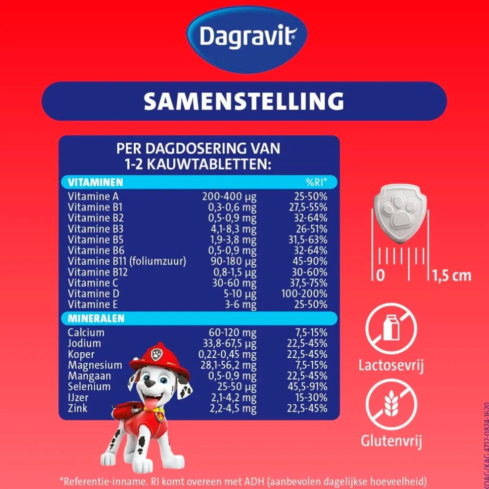 Dagravit Kids-Xtra Paw Patrol 3-5 jaar Kauwtabletten