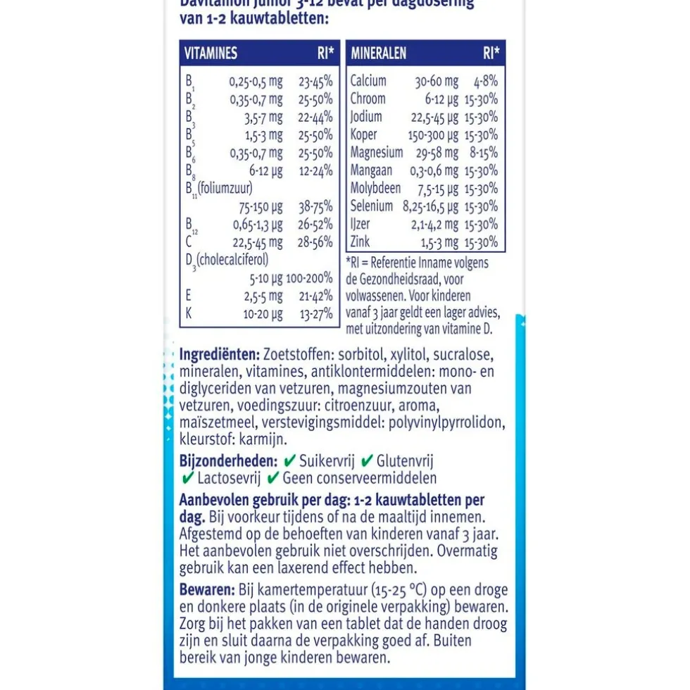 Davitamon Junior 3+ Framboos Kauwtabletten