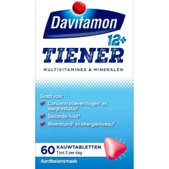 Davitamon Tiener 12+ Multivitamines & Mineralen Aardbei Kauwtabletten