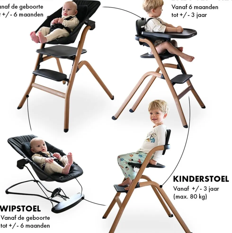 Deryan Curve Luxe Meegroei Kinderstoel Met Wipstoel & Inlegkussen