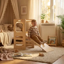 Deryan Luxe Houten Klimtoren Met Glijbaan Speeltoren