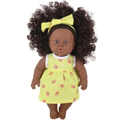 Eco Toys 30cm Pop met Krullen en Geel Jurkje