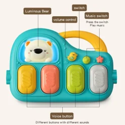 Eco Toys Cute Bear Groen Multifunctioneel Speelkleed met Speelboog