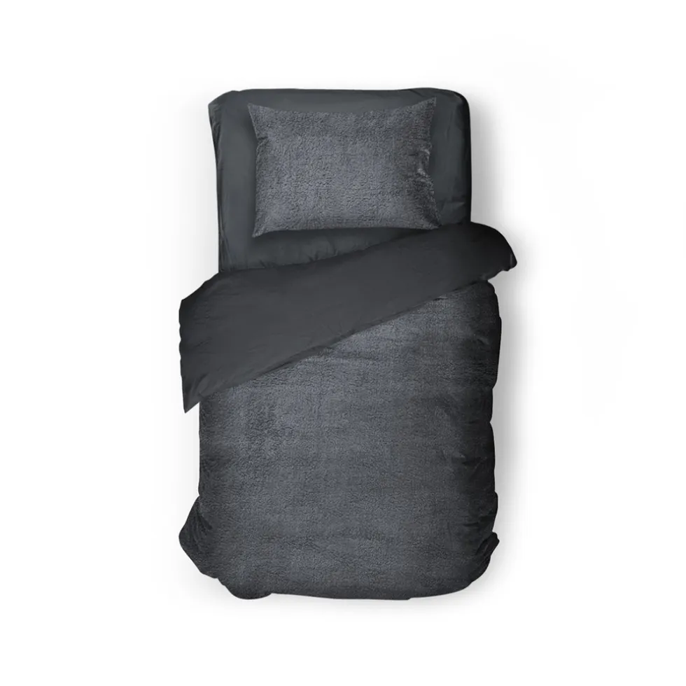 Eleganzzz Dekbedovertrek Teddy Pluche - anthracite 140x200/220cm