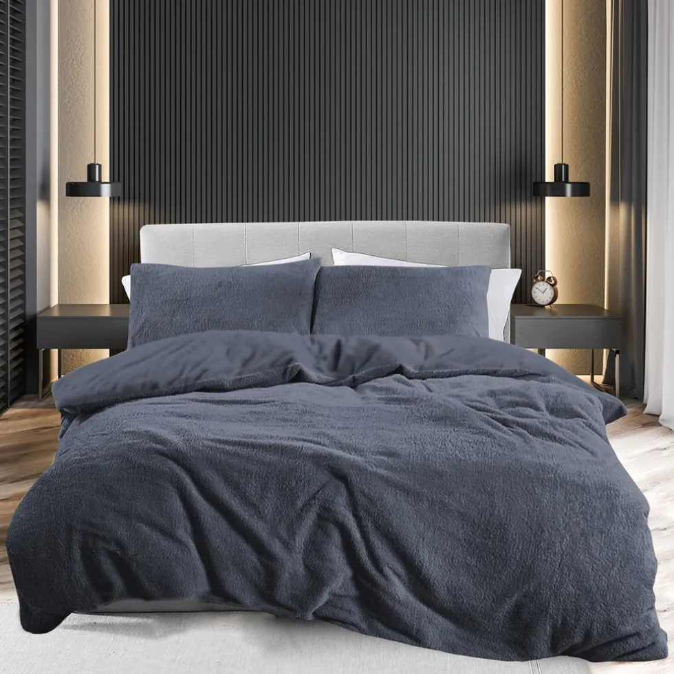 Eleganzzz Dekbedovertrek Teddy Pluche - anthracite 140x200/220cm