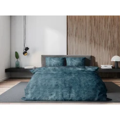 Eleganzzz Dekbedovertrek Flanel Fleece - steel blue 200x200/220cm