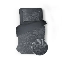 Eleganzzz Dekbedovertrek 3D Embossed Velvet Wave - dark grey 140x200/220cm
