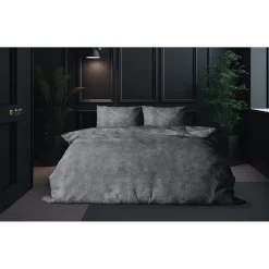 Eleganzzz Dekbedovertrek Flanel Fleece - dark grey 200x200/220cm