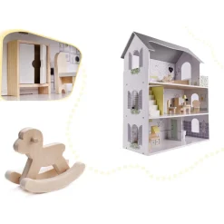 Ikonka Luxe XL Houten Poppenhuis met Meubels