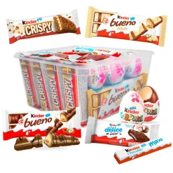 Kinder chocolade mix: Kinder Bueno melk & wit, Kinder Surprise, Kinder Delice, Kinder Maxi & Kinder Crispy