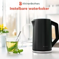 KitchenBrothers Dubbelwandige Waterkoker met Temperatuurregeling