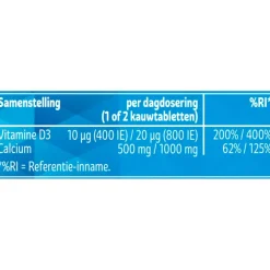 Kruidvat Calcium & Vitamine D3 Kauwtabletten