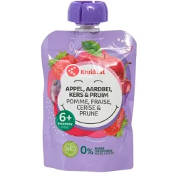 Kruidvat 6+M Bio Appel, Aardbei, Kers en Pruim Knijpzakje