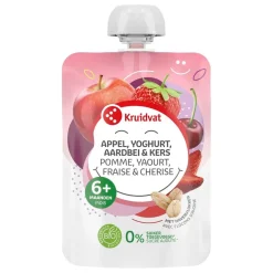 Kruidvat 6+M Bio Appel, Yoghurt, Aardbei & Kers Knijpzakje
