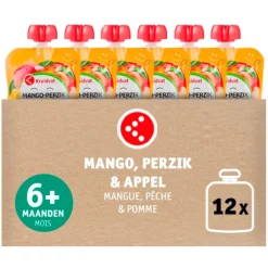 Kruidvat 6+M Bio Mango-Perzik met Appel Knijpzakje