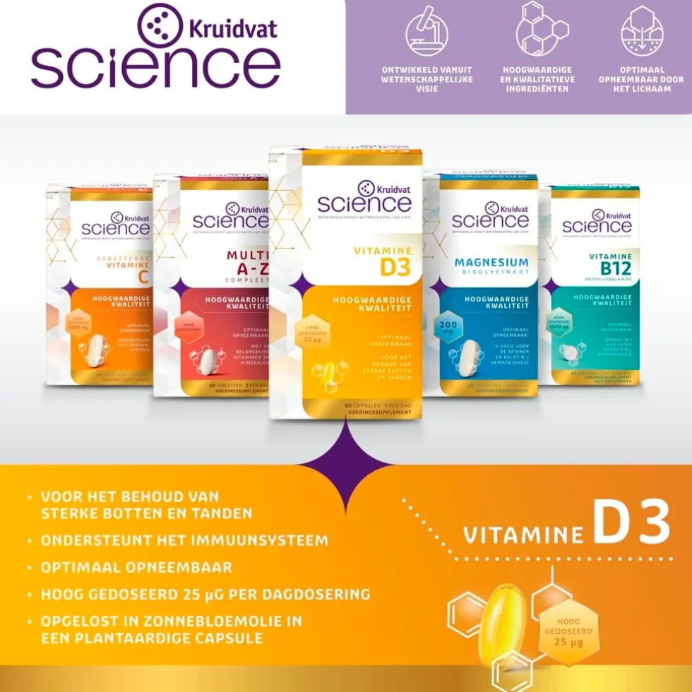 Kruidvat Science Vitamine D3 Softgels