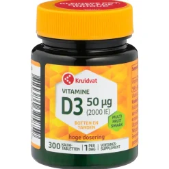 Kruidvat Vitamine D3 50 Mcg Kauwtabletten