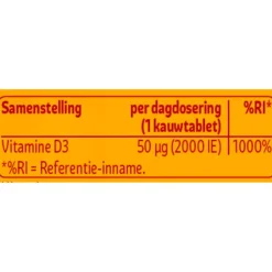 Kruidvat Vitamine D3 50 Mcg Kauwtabletten