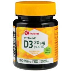 Kruidvat Vitamine D3 20mcg Kauwtabletten