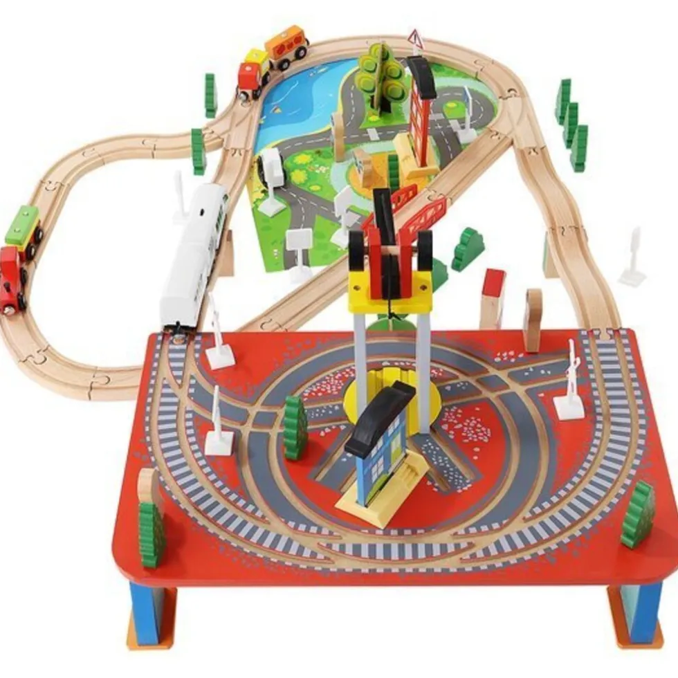 Kruzzel 88 delige Speelgoed Houten Treinset met Elektrische Trein