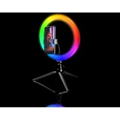 Led ringlamp met tripod met rgb verlichting en verschillende kleuren