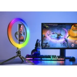 Led ringlamp met tripod met rgb verlichting en verschillende kleuren