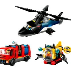 LEGO City 60462 Helikopter, Brandweerauto en Onderzeeër Remix