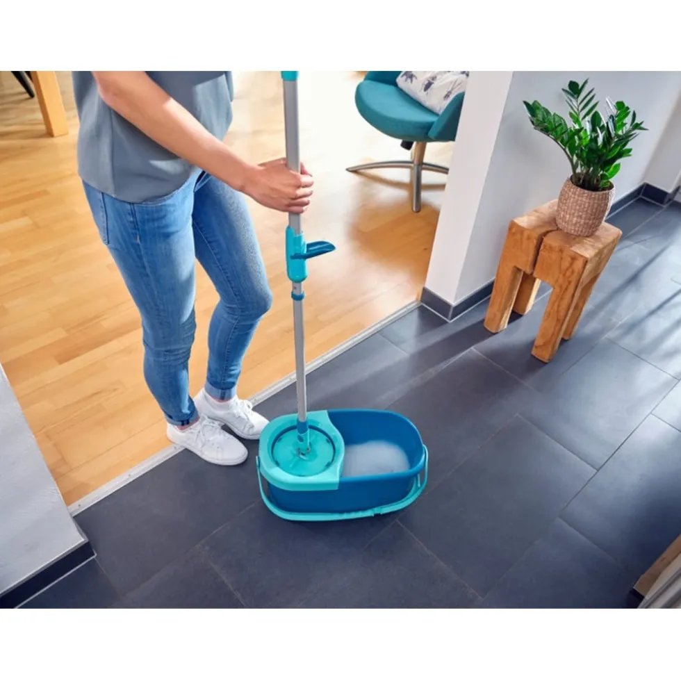Leifheit Clean Twist Dweil Set Disc Mop Ergo met Emmer en Uitwringsysteem