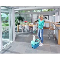 Leifheit Profi XL Dweil Set Micro Duo Vloerwisser (42 cm) met Emmer op Wieltjes en Voetpers