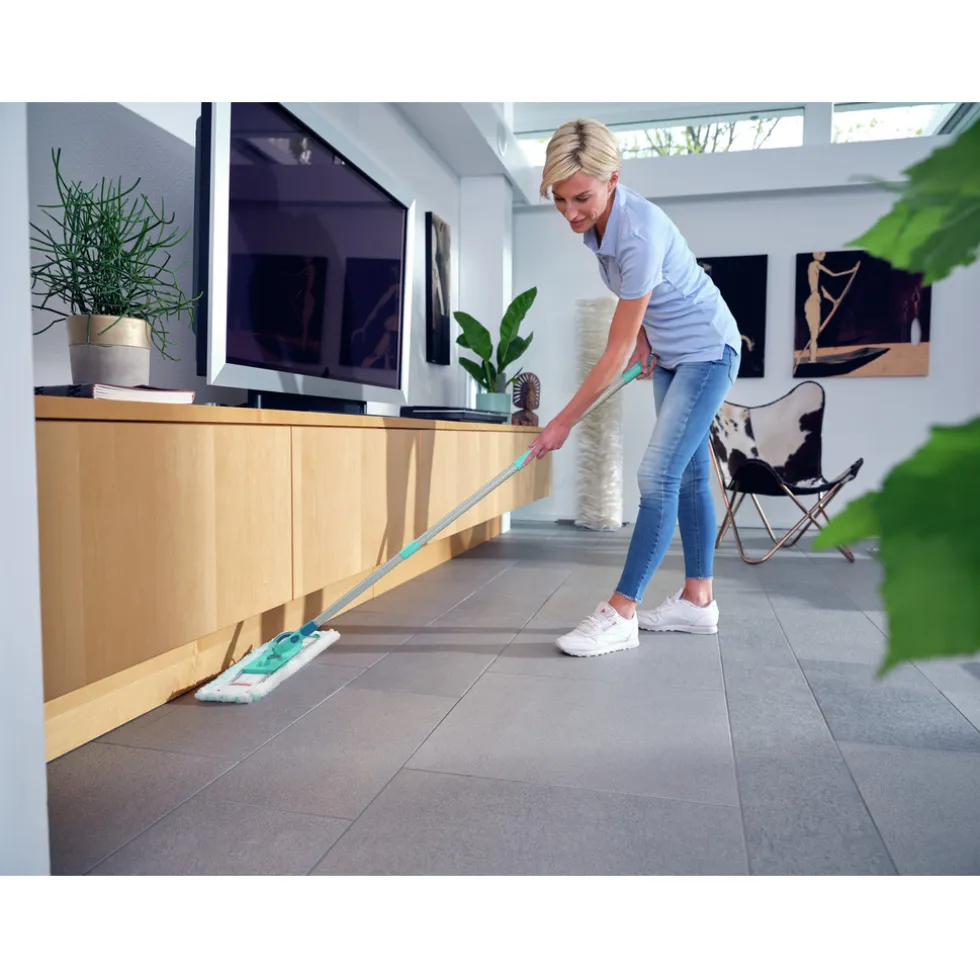 Leifheit Profi XL Dweil Set Micro Duo Vloerwisser (42 cm) met Emmer op Wieltjes en Voetpers