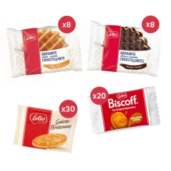 Lotus Krokante wafels, Bretons Botergaletje, gevuld speculooscrème