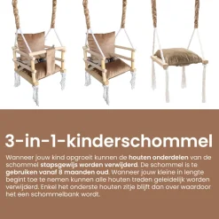 Lovegifts Luxe Houten 3 in 1 Meegroei Babyschommel en Kinderschommel