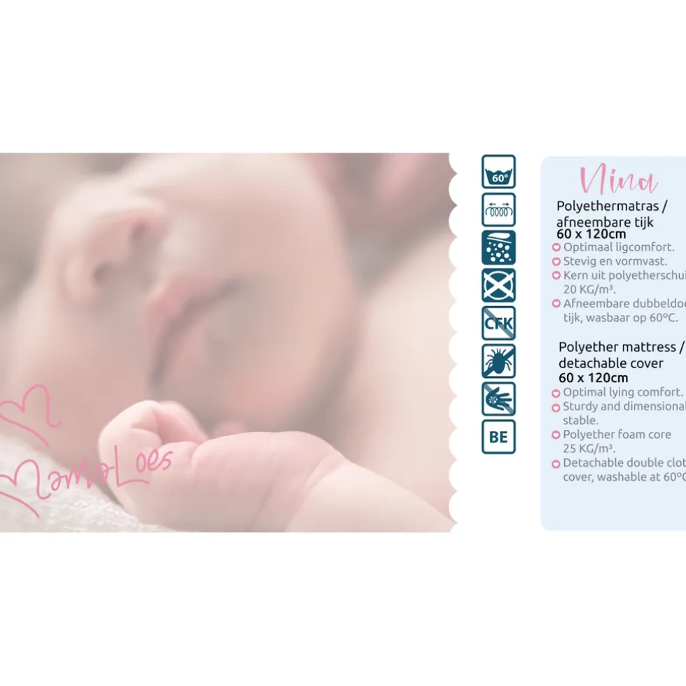 MamaLoes Nina 60x120x10 cm Ledikantmatras