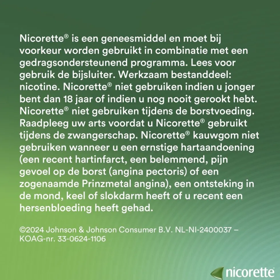 Nicorette Classic 2mg Suikervrije Kauwgom
