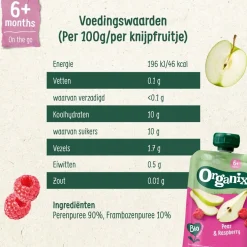 Organix Bio Peer & Framboos 6+M Knijpfruit